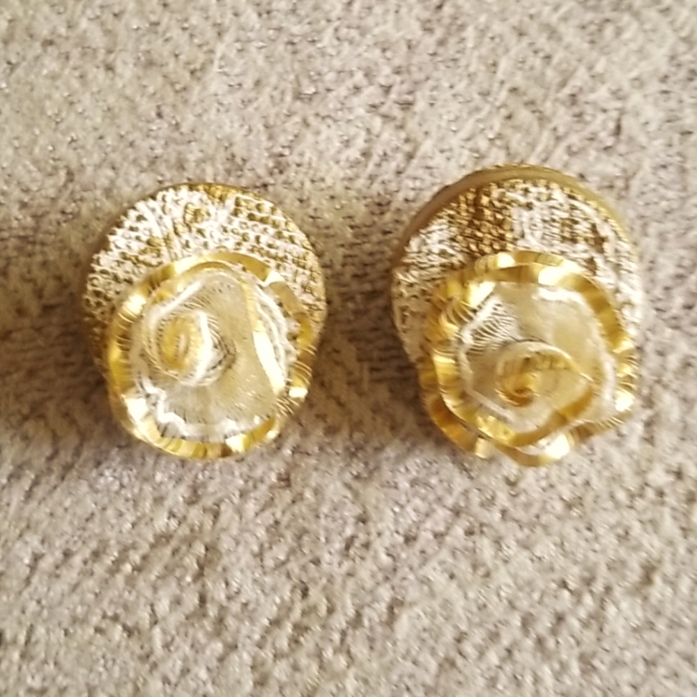 Handscrafted Ceramic Clay Gold Color Earrings